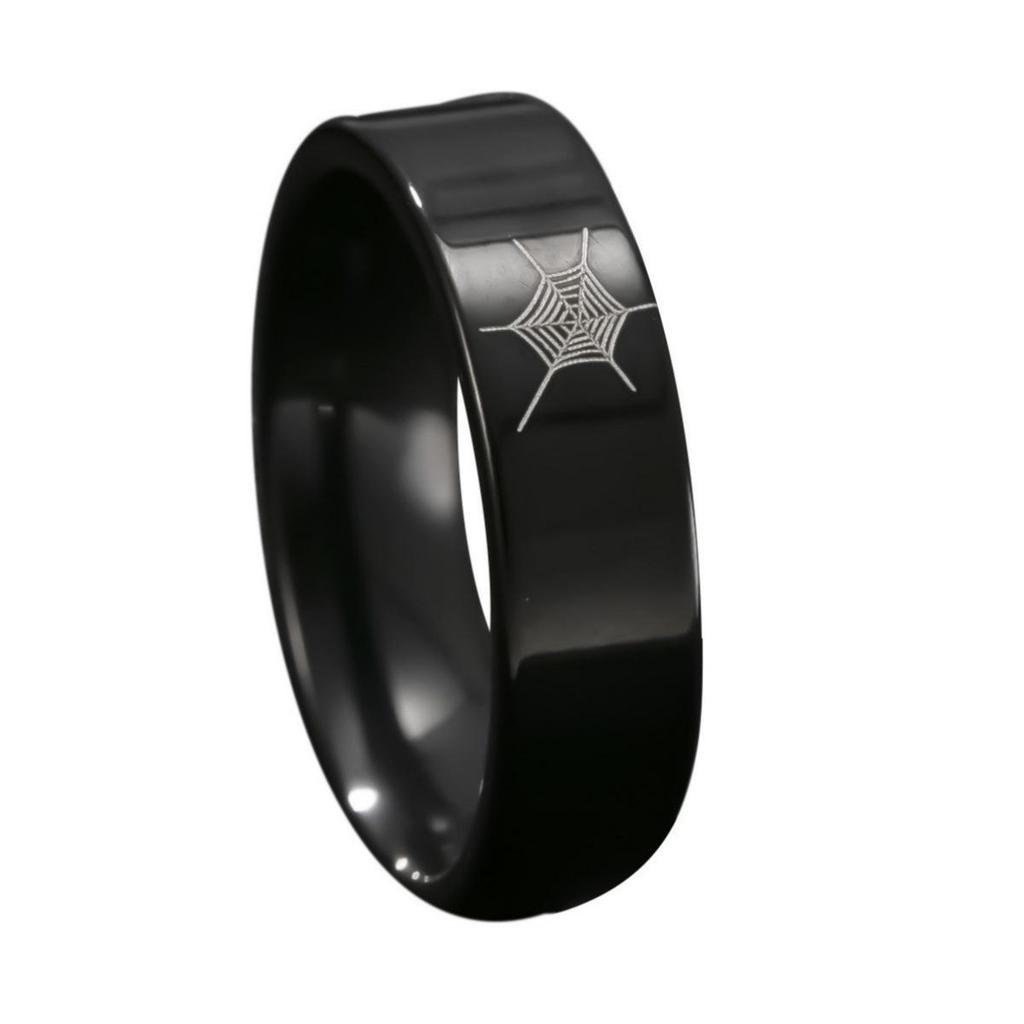 2-Piece Gothic Halloween Stainless Steel Bat & Spiderweb Couple Rings