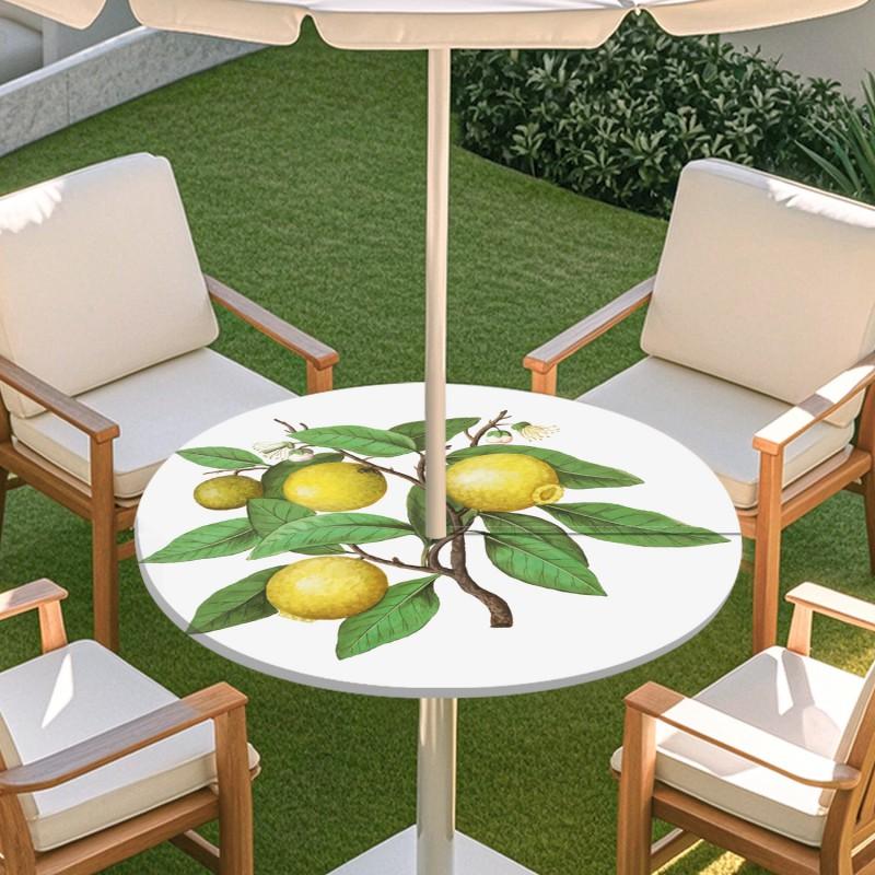 Outdoor Round Table Cover With Geometric Waterproof Elastic Hem Patio Garden Deck