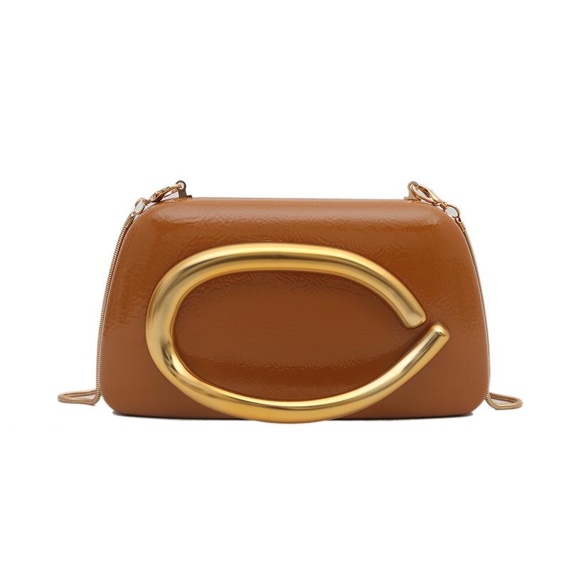 

Personalized acrylic bag 2025 new European and American metal wrist box bag women s versatile retro messenger bag tide світло-коричневого кольору