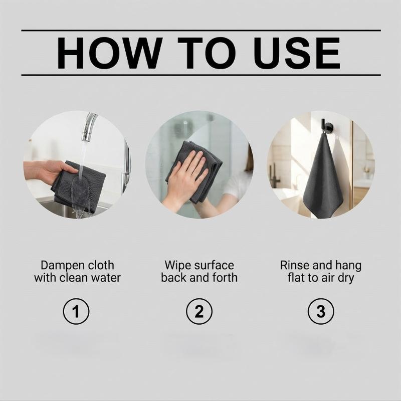 Multi Surfaces Wiping Cloth Set, 6 Absorbent Cleaning Rags Reusable for Wet & Dry Use on Window, Mirrors, Dining Tables, Kitchen Areas & Automotive