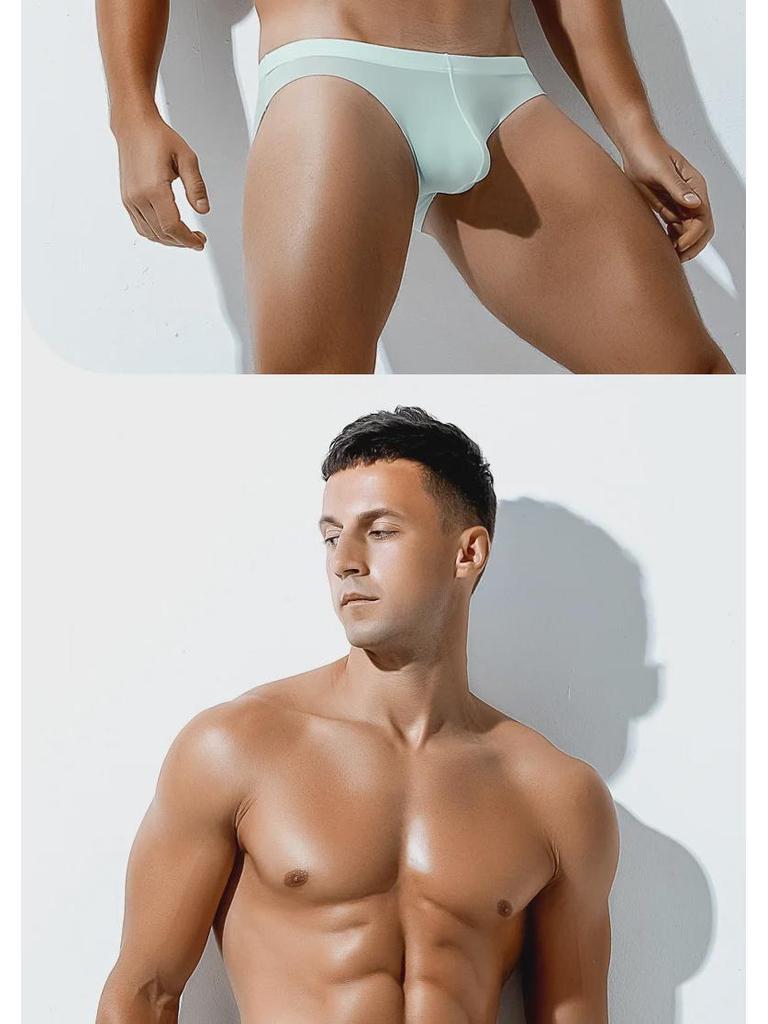 Men's Ice Silk Ultra-Thin Breathable Briefs - Sexy, Transparent Summer Underwear