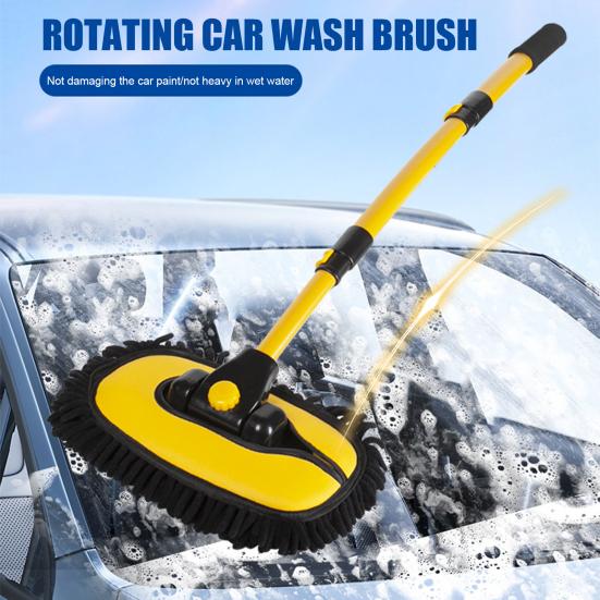 15° Curved Car Wash Brush with Long Handle Microfiber Scratch-Free Car Wash Mop with Extension