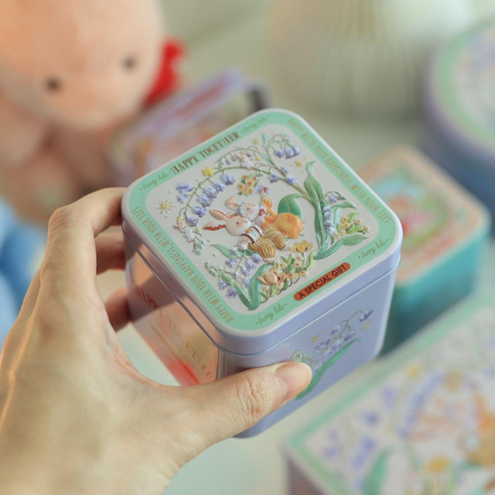 Embossment Easter Bunny Printing Tin Tinplate Easter Gift Tins Easter Candy Box  Wedding Gift