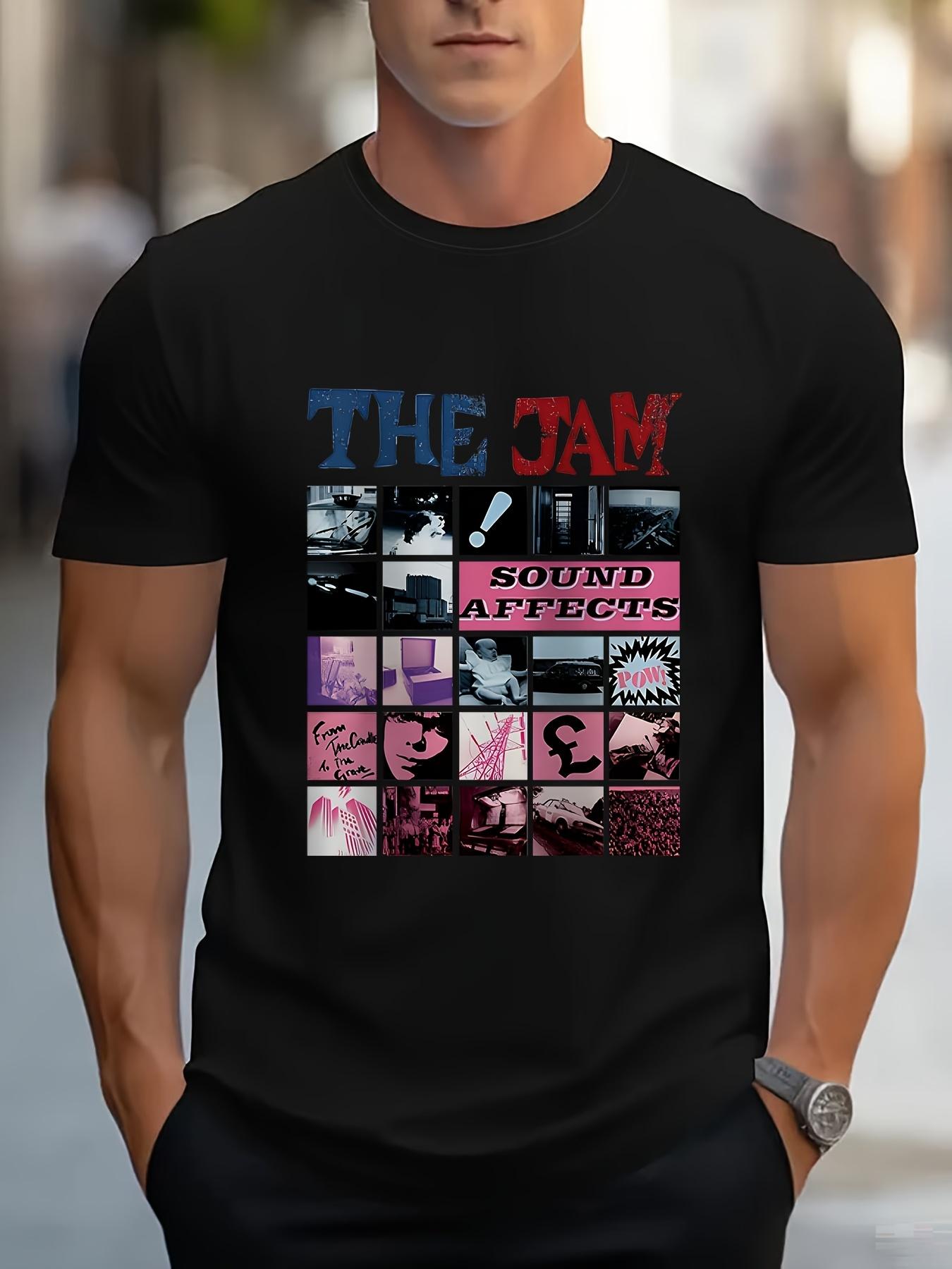 70s Rock Band The Jam Album  Retro Sound Affects  T-shirt - The Entertainment Short Sleeved Shirt - Men s Summer Cotton Graph... S разноцветный