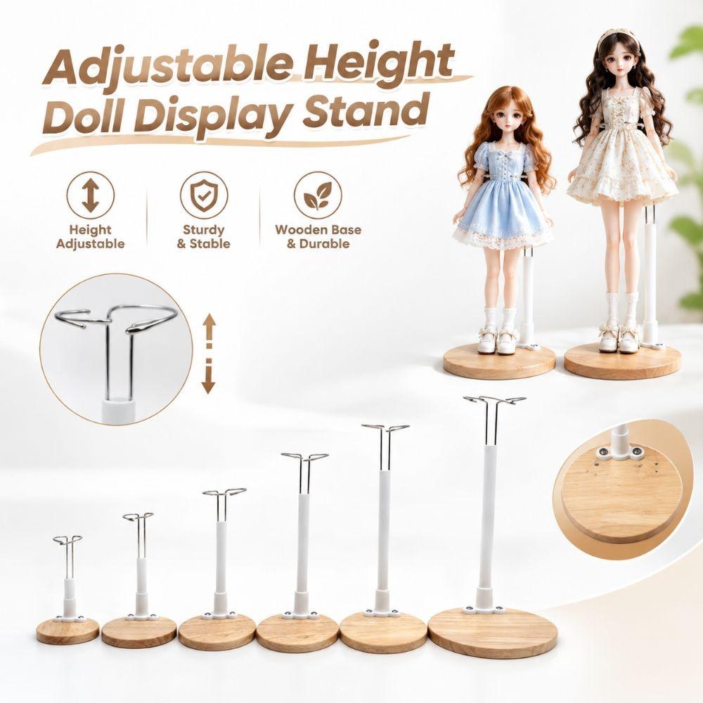 Metal Wire Support Doll Support Holder Wooden Base Doll Stand Figure Display Stand Collectibles