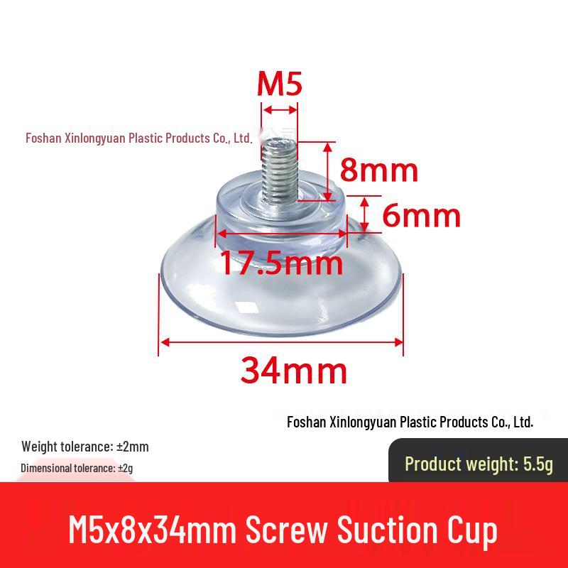 M4-M8 Transparente PVC-Saugnapf mit Gewindestange