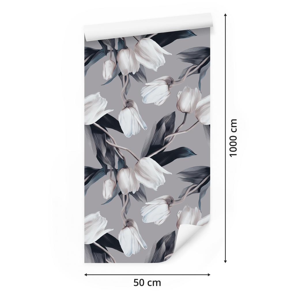 Painted Tulips Wallpaper for Living Room and Bedroom 50x1000