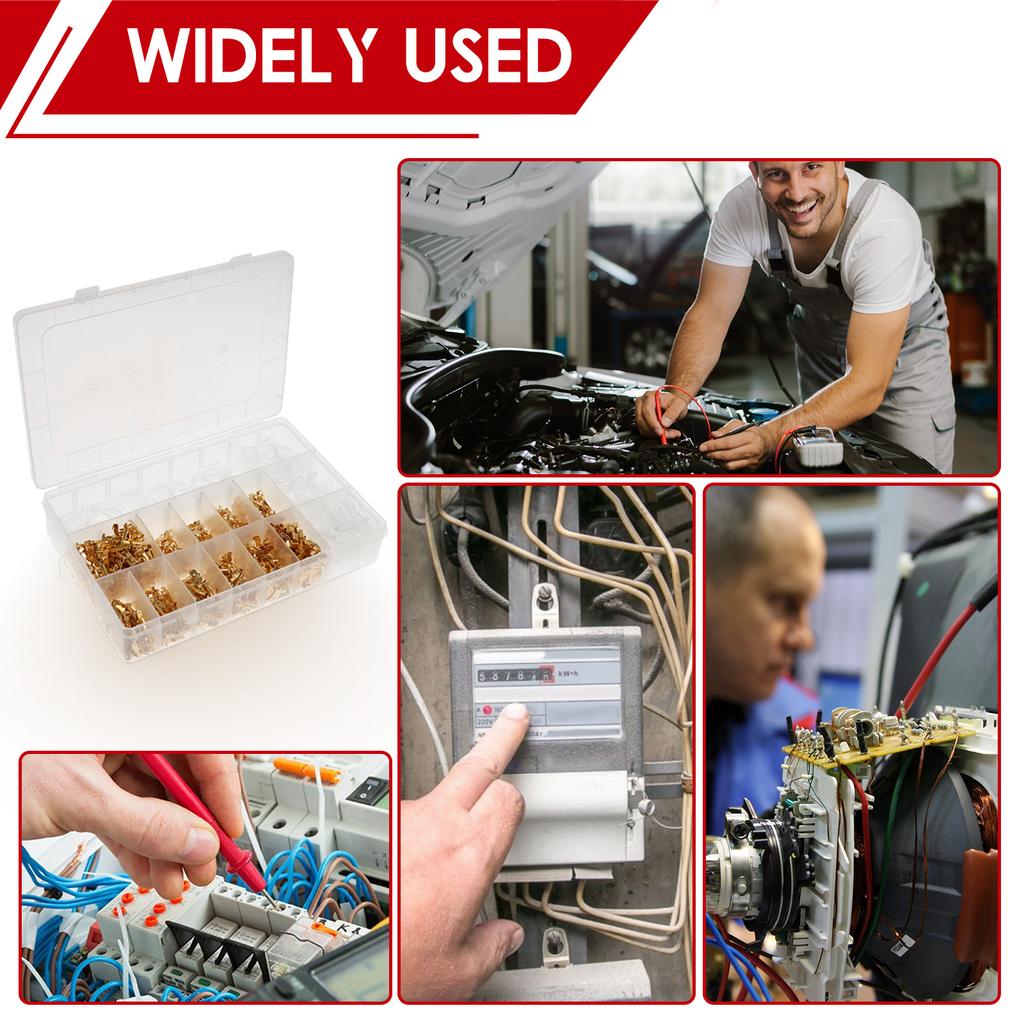 1000Pcs Brass Wire Connector Kit Good Conductivity Cable Terminal Set Excellent Insulation Brass Wire Lug for Car Truck Boat