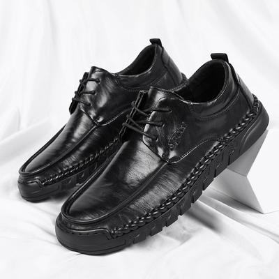 Fashion Shoes Men Lace Up Oxfords Genuine Leather Shoes Men Outdoor Flats Black Soft Designer Handmade Sewing Men Casual Shoes