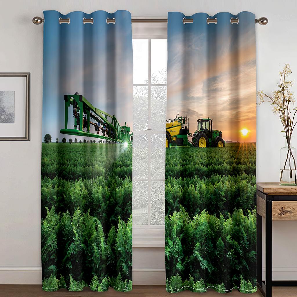 Spring Forest River Landscape Shade Curtain Living Space Bedroom Area Home Decor Thin Curtain 2 Panels Punch Hooks