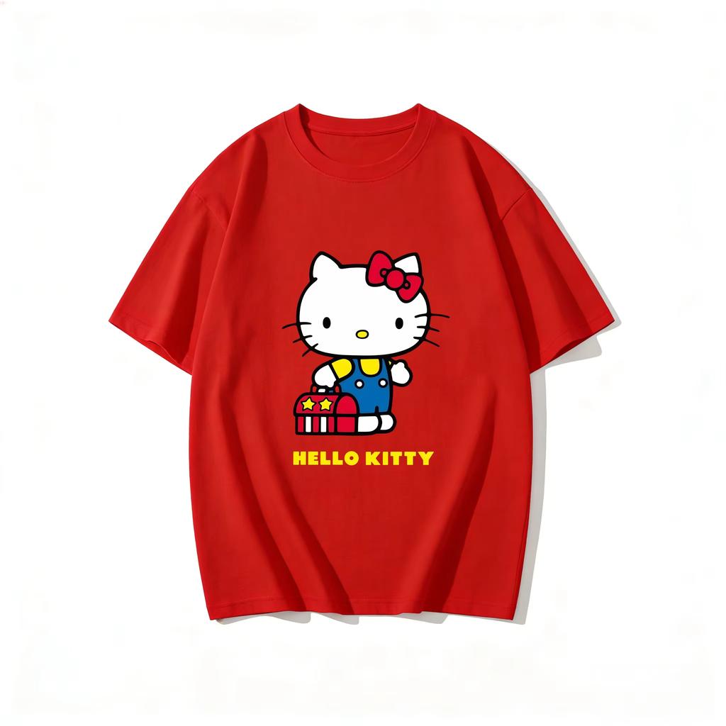 2026 new Summer HelloKitty Cute Graphic Tee Casual Short Sleeve Cotton Top for Women Girls Kawaii Cartoon Print Streetwear
