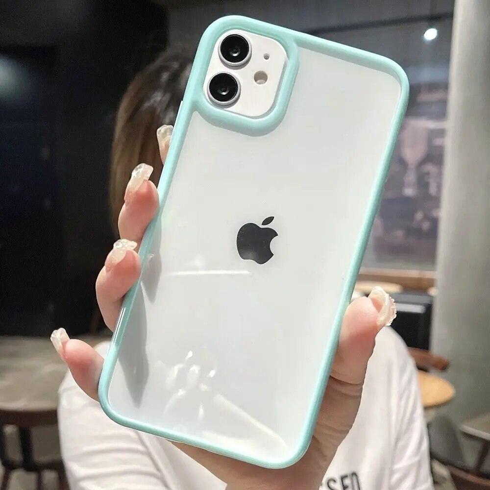 Colorful Bumper Shockproof Trasparent Phone Case For iPhone 15 14 13 12 Mini 11 Pro Max XR X XS 8 7 Plus SE2022 Clear Back Cover