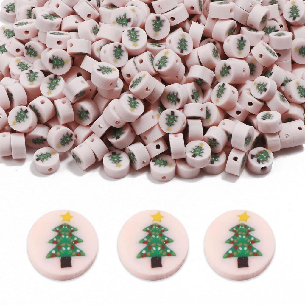 Polymer Clay Beads for DIY Jewelry - Christmas Tree Designs, 100 Pcs