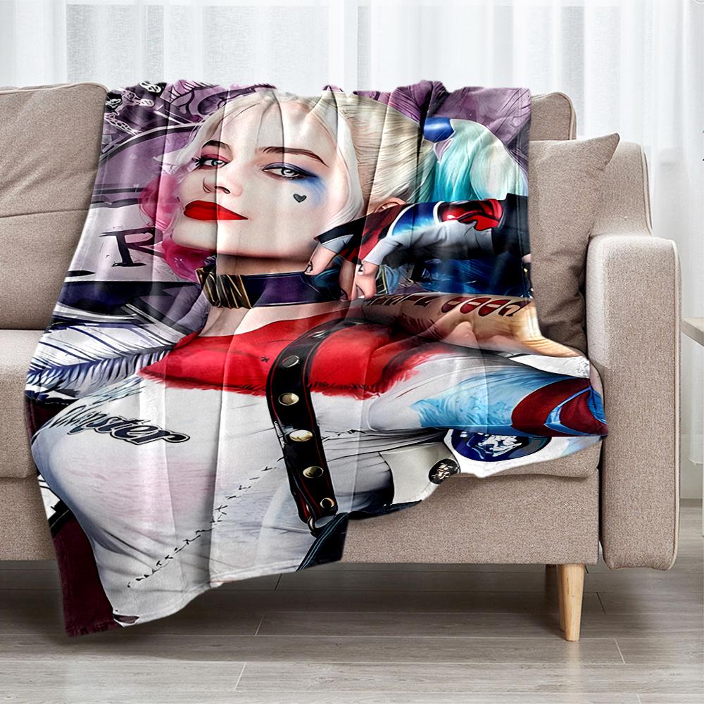 Harley Quinn Theme Printed Blanket - Perfect for Couch, Bed, Travel & Outdoor Use | Machine Washable, Cozy & Durable.