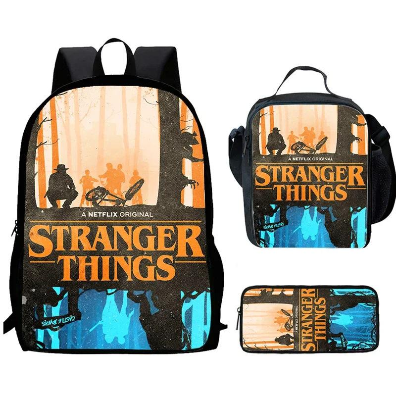 Strangertings Stranger Things Student School Bag Children'S Backpack Satchel Pencil Case