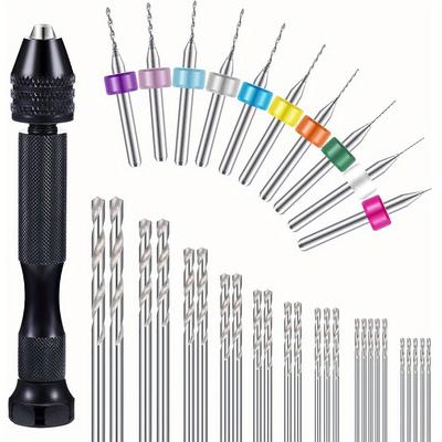 36 ks Sada mikro ručních vrtáků Pinová svěrka PCB Mini vrtačka Spirálový vrták Děrovací rotační nástroj Pro šperky Dřevěné řemeslo DIY Sochařství