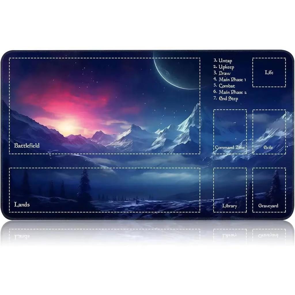 Mountain Starry Sky Mtg Playmat Zoned Card Game Play Mat Non Slip Rubber Trading Card Game Desk Pad
