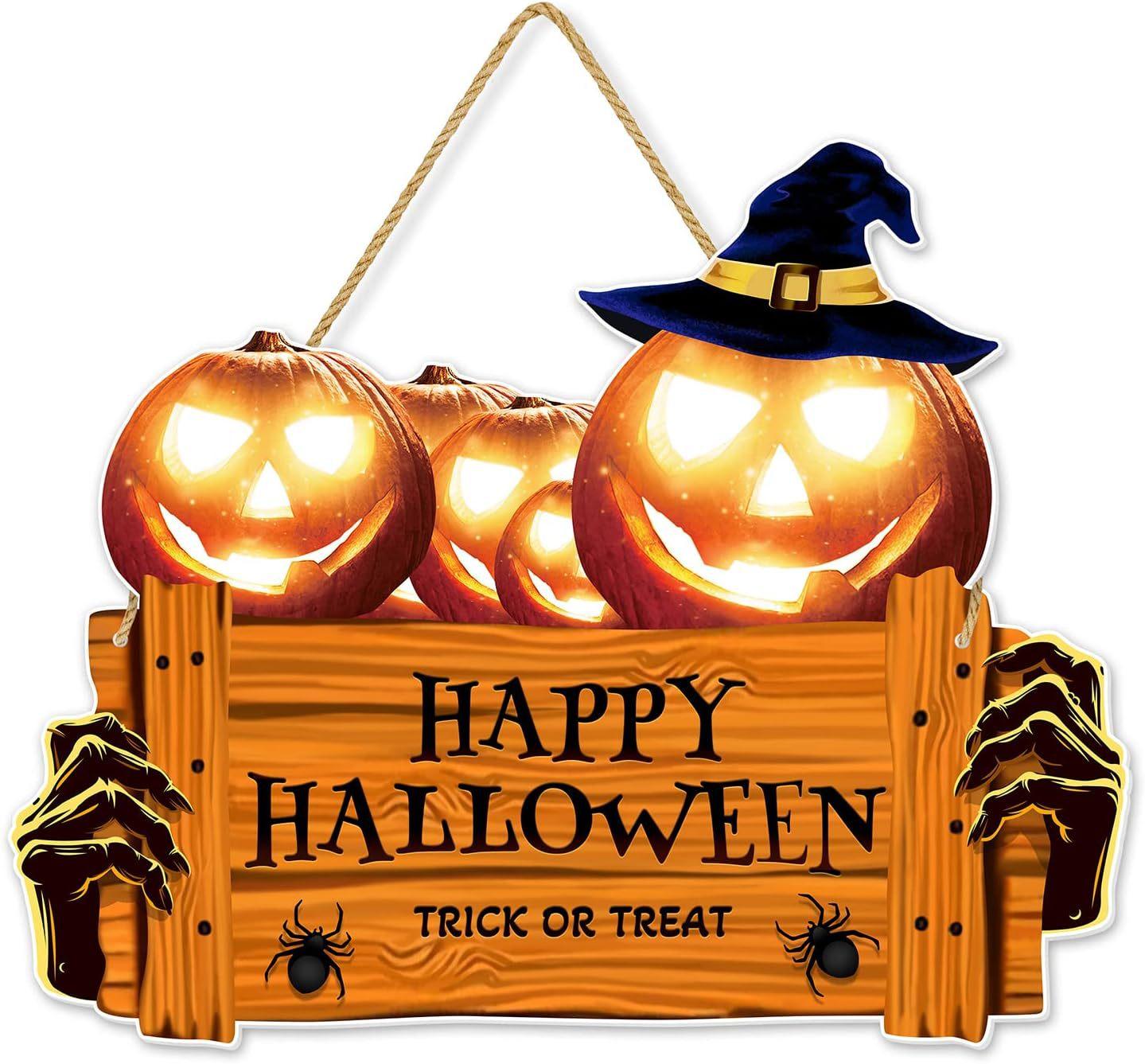

Счастливого Хэллоуина деревянный знак, тыква в шляпе деревянный знак, подходит для дома, стены, комнаты, кафе, магазина, вечеринки, праздничного украшения