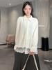 Korean Style Patchwork Plush Lace Long Sleeve Top for Women - Slimming Loose Base Layer for Spring and Autumn