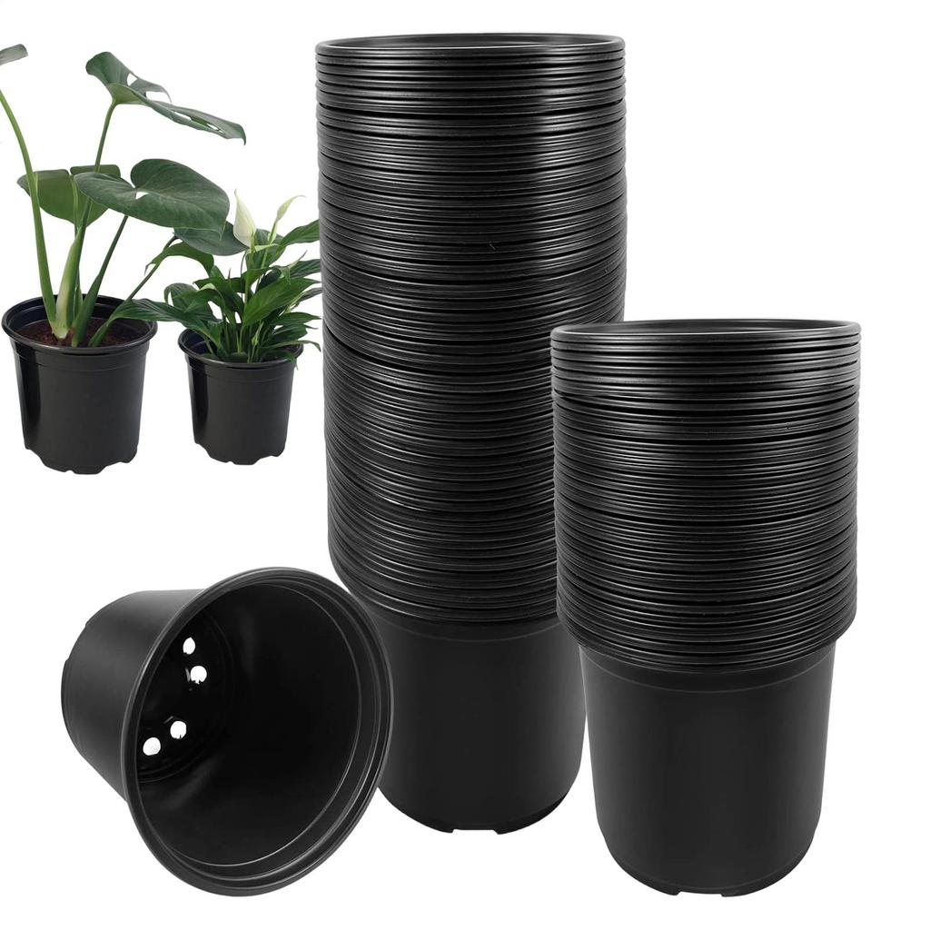 100pcs Seedling Pots With Drainage Holes 4inch Flower Pots ABS Nursery Pots Grow Container For Transplanting Cuttings Seedlings