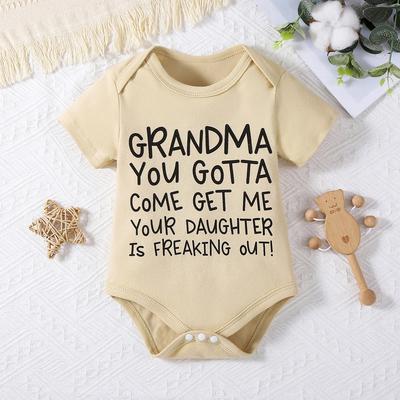 Newborn Baby Cute Letters Print Slogan 100%Cotton Bodysuit Short Sleeve Jumpsuit Onesie