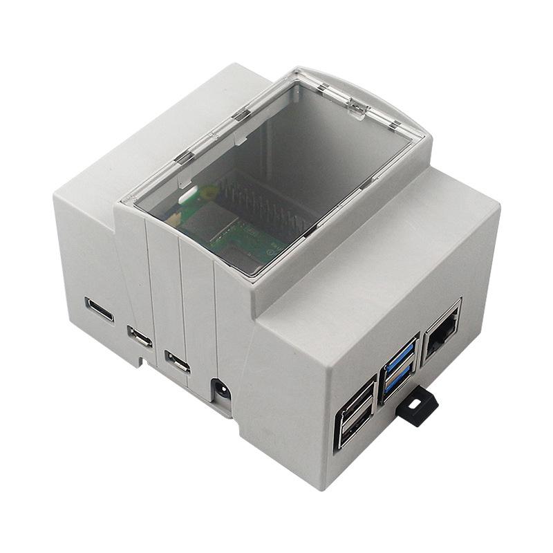 Raspberry Pi 4B ABS Rail Mount Case with Fan & Transparent Top