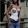Sexy Lace Embroidered Strapless Bandeau Cinched Waist Crop Camisole Top For Women
