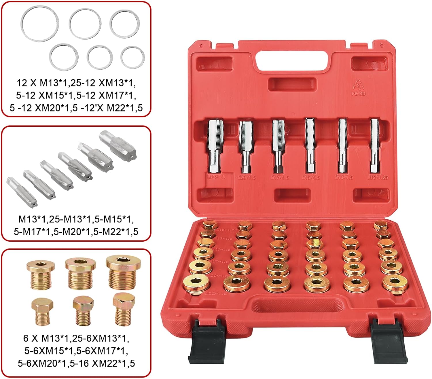 

Набор для ремонта сливной пробки масляного поддона, универсальный M13-M22, метрический набор инструментов для восстановления резьбы United States