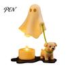 Anthropomorphic Ghost Pet Statue Walking Dog Night Light, 3D Printed LED Warm Lamp, Cute Creative Halloween Gift for Kids Puppy with Candle,
