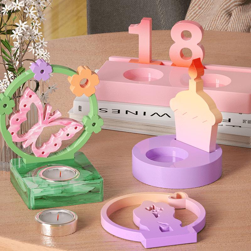 Digitální dekorativní ornament, držák na svíčky, sádrová forma, silikonová forma pro kutily