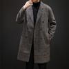 Herren mittellanger karierter Woll-Trenchcoat - Trendige lässige Jacke im Hongkong-Stil für Herbst und Winter