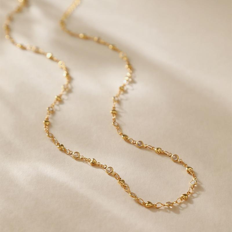 K Gold Plated Copper Devil Eye Heart Clavicle Chain Fashion Necklace For Women