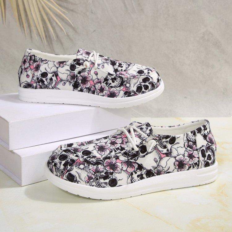 Women's Canvas Shoes Chunky-Sole Loafers Versatile Slip-On Lazy Shoes Comfortable Soft-Sole Low-Cut Single Shoes for Commuting