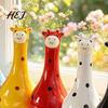 Modern Artistic Room Decoration Cute Polka Dot Giraffe Vase, Hand-painted Resin Flower Creative Big-mouthed Unique Home Decor Accents Holder