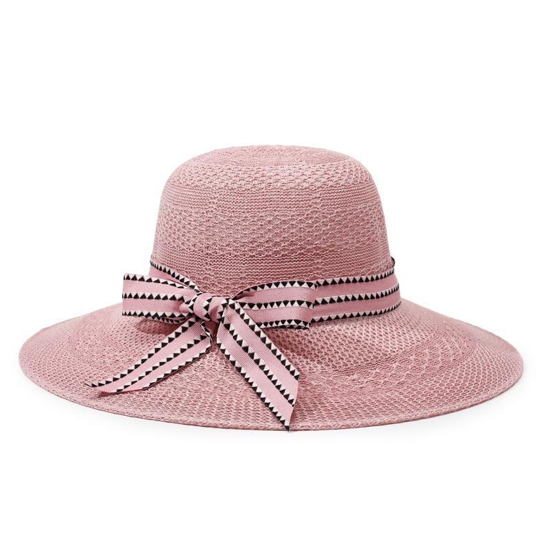 

Summer Hat Large Brim Women s Sunscreen Sunshade Bow Straw Hat Fashion Holiday Beach Breathable Big Brim Straw Hat one size fits all [elastic waistband inside]