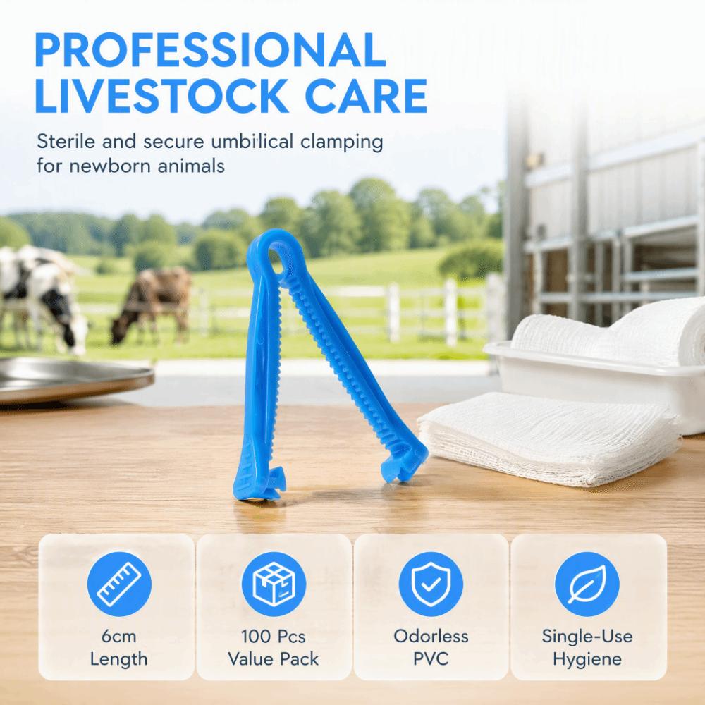 100pcs Non-Toxic Disposable Umbilical Cord Clamp Blue Umbilical Cord Clamp Livestock Pups