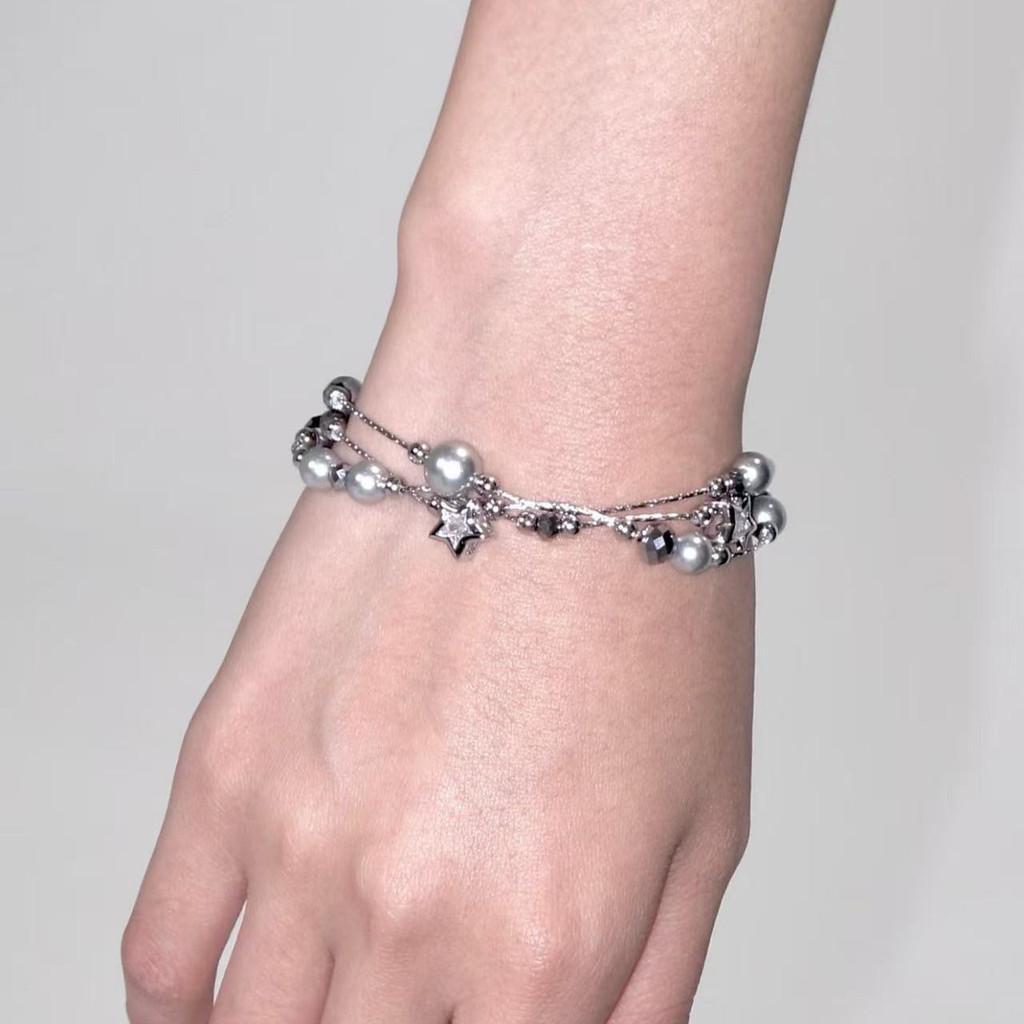 Star Shape Pearl Starry Sky Bracelet For Women Handmade Titanium Steel Jewelry Gift For Travel