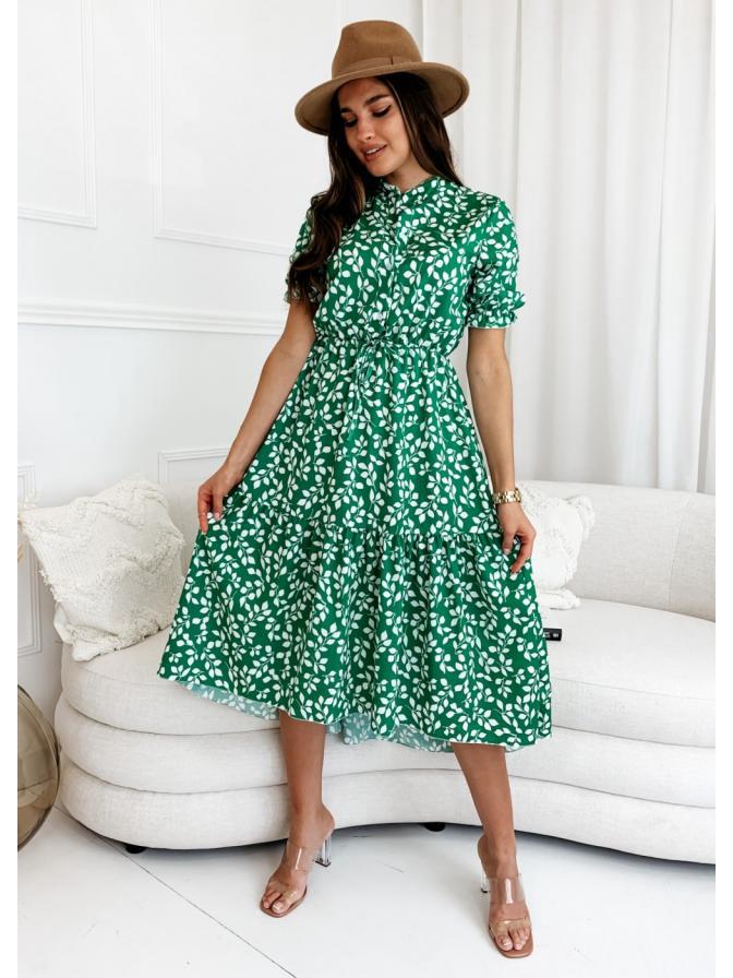European & American Style Women's Printed Cinched Waist Swing Dress
