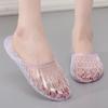 Women's Trendy Crystal Cool Non-Slip Slippers - Versatile Closed-Toe Hollow Design for Shower & Bathroom.