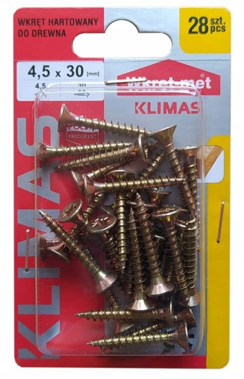 Hardened Wood Screws 45x30mm 28pcs PZ2 Gold
