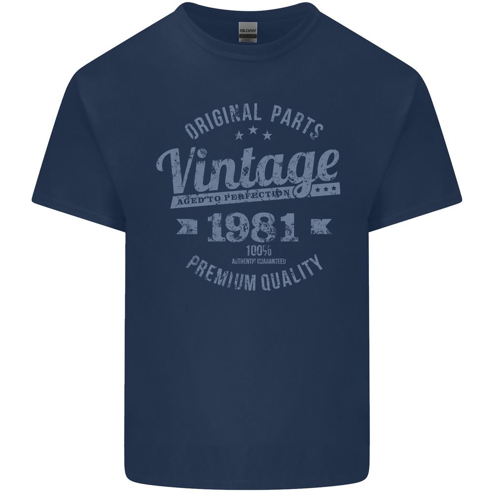 Vintage Year 44th Birthday 1981 Mens Light Cotton T-Shirt Navy Blue Unisex T-Shirt XL