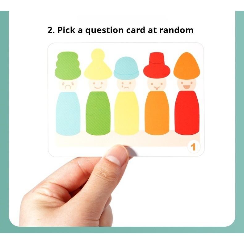 Color Sorting Toys Montessoris Wooden Early Learning Toys Fine Motor Skills Puppet Hat Face Match Creative Stacking Toys For Kid