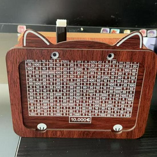 Decorative Wooden Piggy Bank: Stores Banknotes & Coins, Ideal for Digital Savings Plan