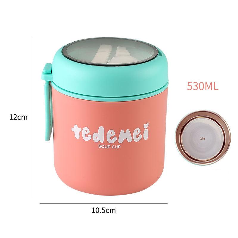 Insulated Stainless Steel Food Thermal Jar 530ml/710ml Soup Thermos Container Lunch Box for School Children Keeps Hot