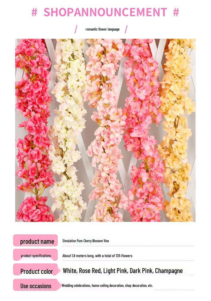 Cherry Blossom Vine Wall Hanging for Outdoor and Indoor Ceiling Decor