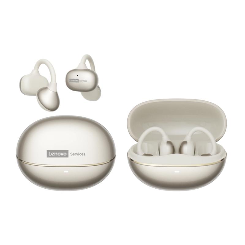 Lenovo RS106 Clip-On Open-Ear Earbuds Bluetooth 6.0, 24H Play, USB-C Fast Charge, Dolby HiFi Bass, ENC Calls, Water-Drop Arc Comfort Sports Headphones