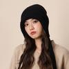 One Hat Dual Purpose Balaclava Hat Hepburn Wind Straps Stack Hat Women Winter Warm Christmas Red Wool Hat