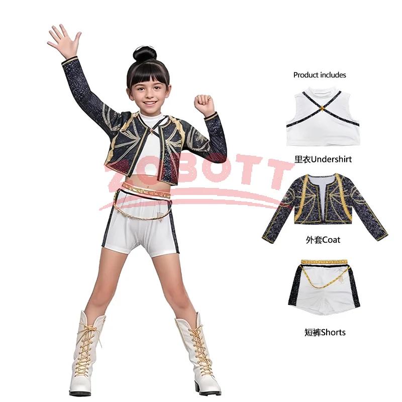 Kids K-Pop Demon Hunters Zoey Rumi Mira Costume Fancy Dress Cosplay Virtual Idol Movie Cosplay for Girls' Kids Halloween Carniva