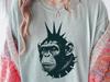 Punk Chimpanzee Mohawk T-Shirt Comfort Colors - Alt Monkey Tee, Rocker Animal Shirt, Goth Chimp with Spiked Collar, Monkey Lover Gift