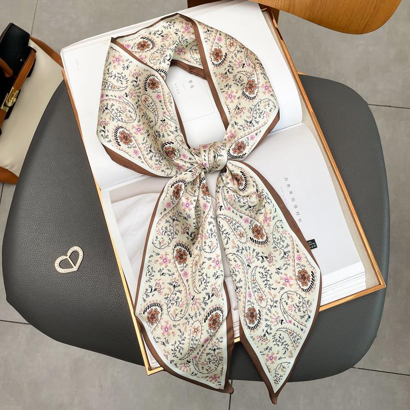 Luxury Long Silk Scarf Female Floarl Print Thin Narrow Scarf Bag Hair Band Ribbon Scarfs Women Neckerchief 15*150cm